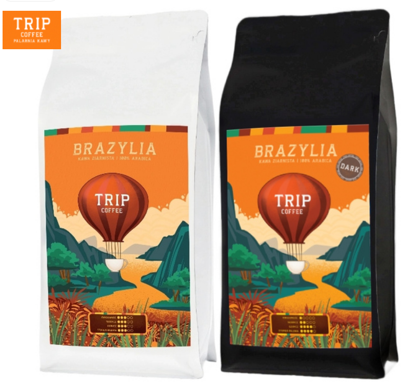 ZESTAW - Kawa ziarnista Trip Coffee Brazylia 1kg + Trip Coffee Brazylia DARK 1kg